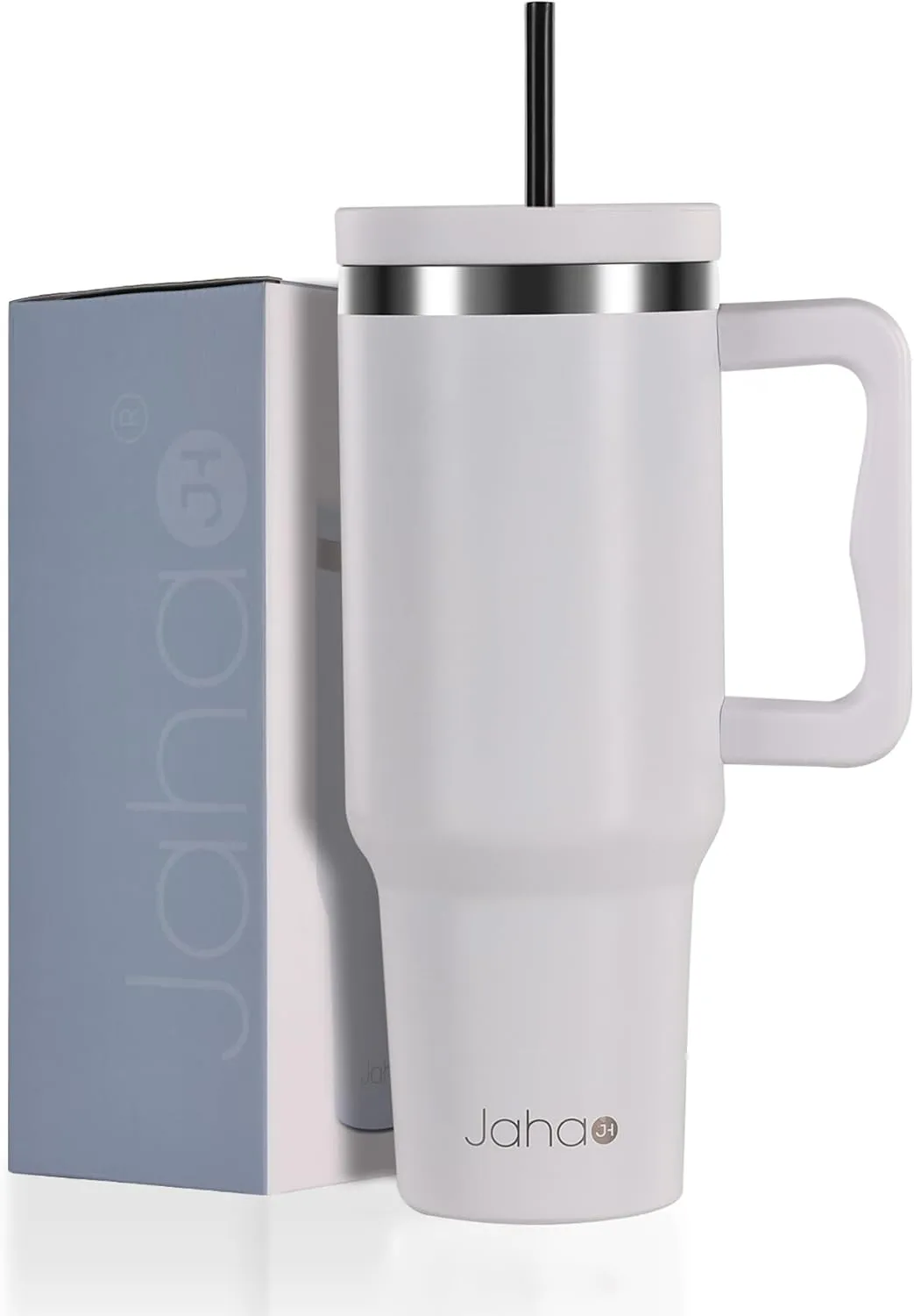 40 oz Tumbler with Straw and Lid - White Tumbler with Handle Water Bottles Stainless Steel Insulated Cup Coffee Travel Mug Spill Proof Leak Proof for Hot Iced Cold Beverages, Gifts for Women Men