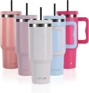 40 oz Tumbler with Straw and Lid - White Tumbler with Handle Water Bottles Stainless Steel Insulated Cup Coffee Travel Mug Spill Proof Leak Proof for Hot Iced Cold Beverages, Gifts for Women Men