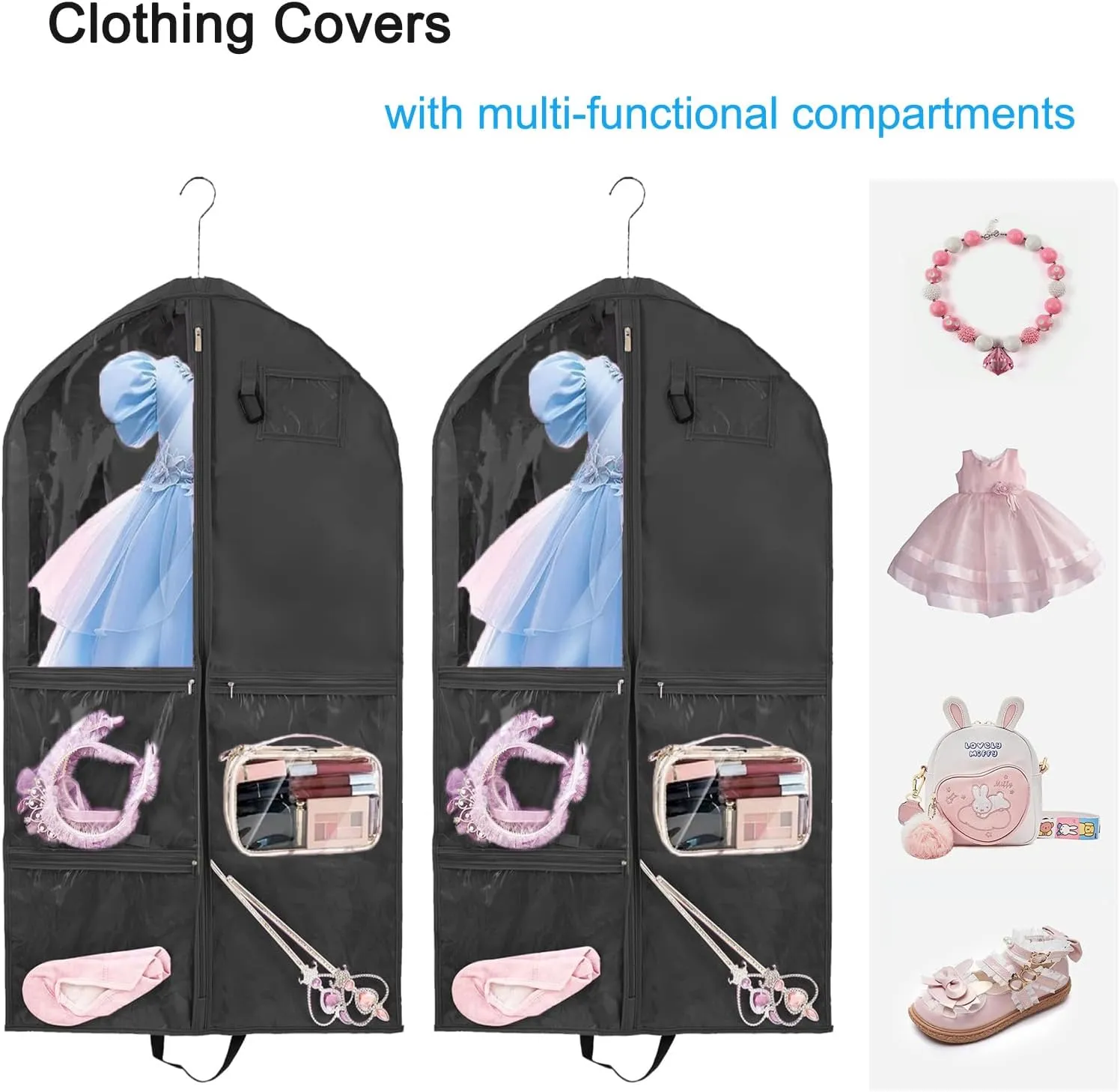 40Inch Travel Storage Hanger for Dance Competitions - Waterproof Kids Garment Bags (Purple, 2 Pack)
