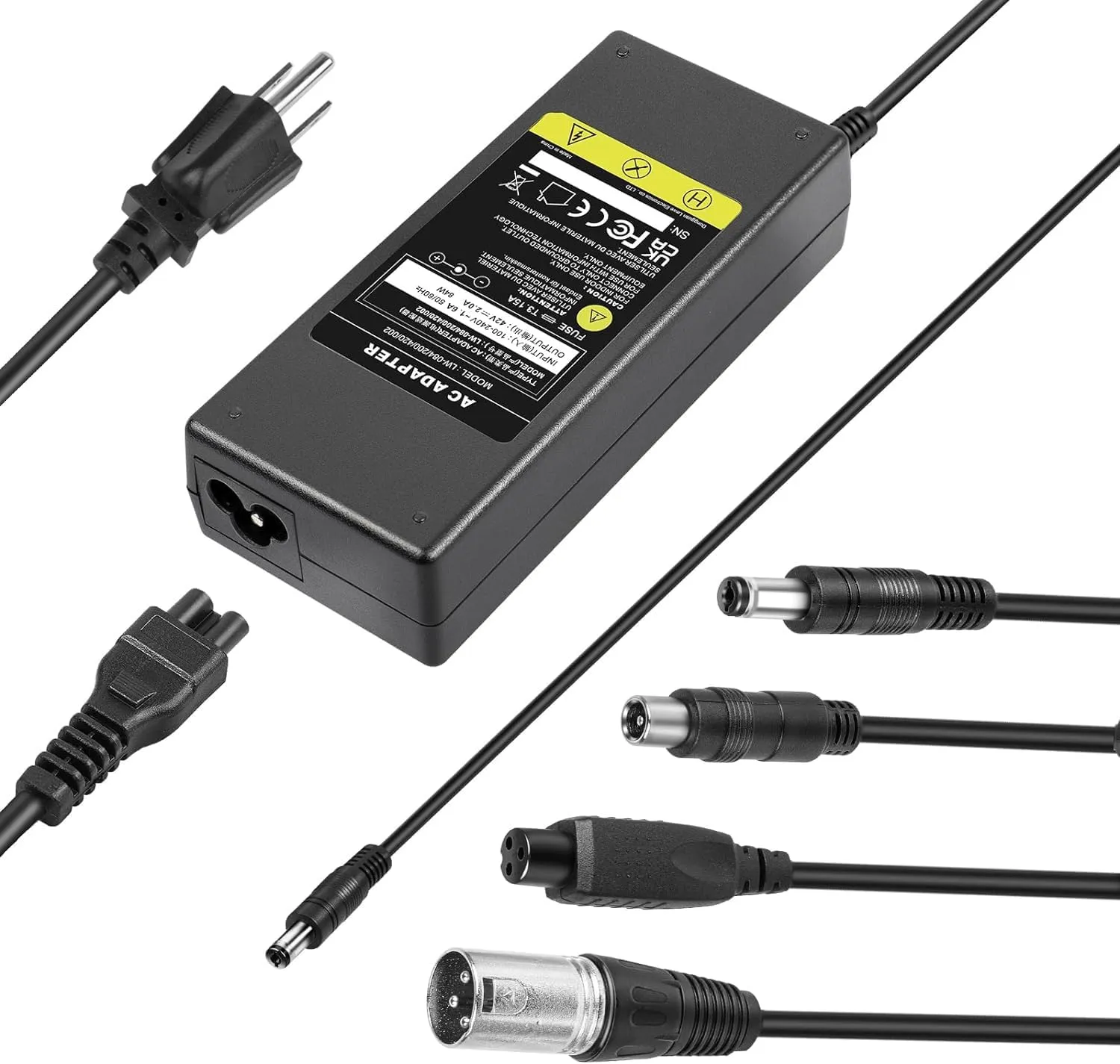 42V 2A Charger with 5 Plugs Connections, for Razor/Jetson/Voyage, Gotrax, Ninebot Electric Charger for 36V 10S Li-ion Battery