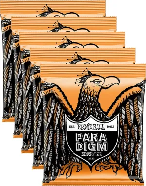 5 PACK Ernie Ball 2022 Paradigm Electric Guitar Strings Hybrid Slinky Single Set 9-46
