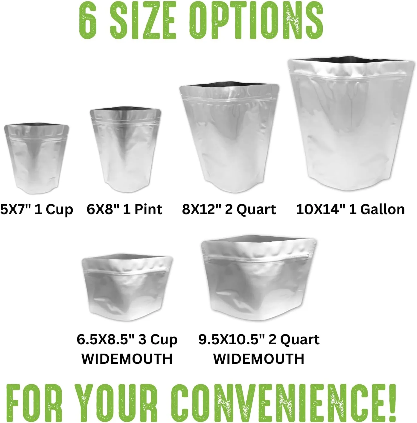 50 Mylar Bags for Food Storage, Airtight 7-Mil Thick Gusseted Zip Lock, Long Term, Reusable, Emergency Food Supply & Freeze Dryer Bags - 2 Quart 10.5x9.5 Inch
