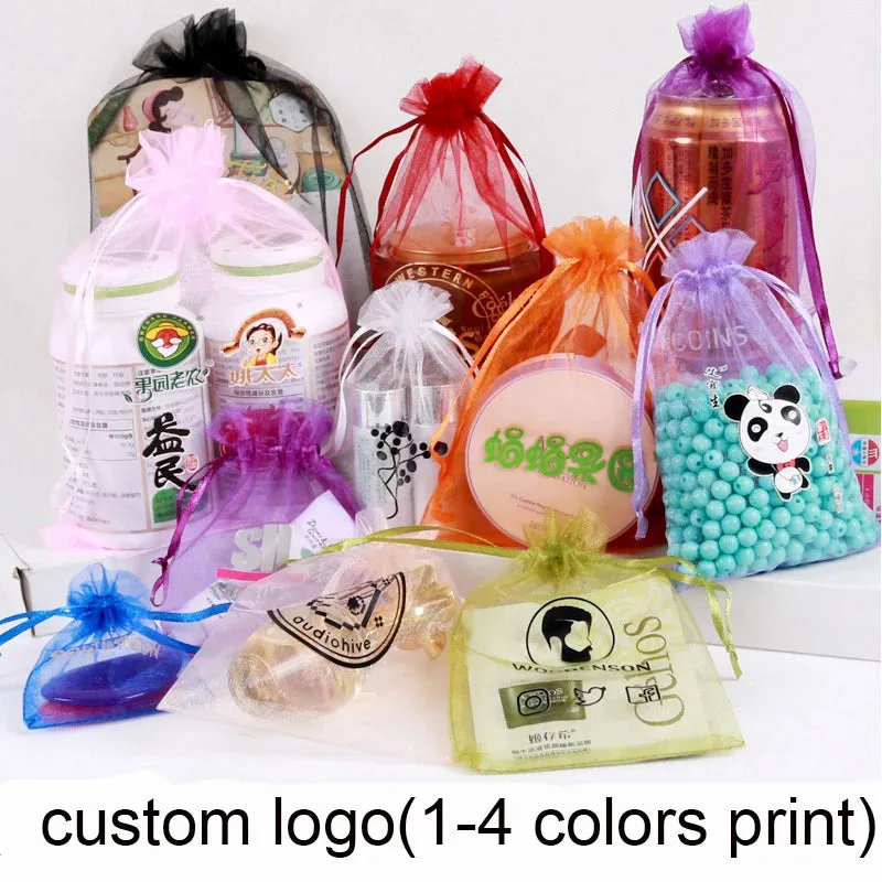 500pcs Customizable Organza Jewelry Bags with Logo