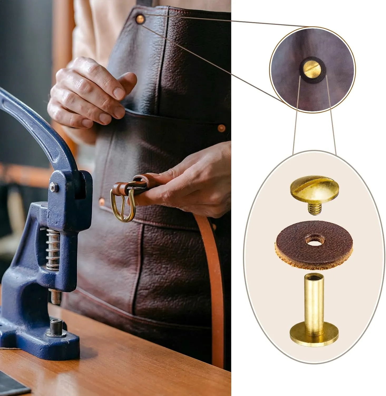 5043K Leather Suspender Lock Kit，Leather Suspenders accessories for Occidental Leather Tool Bag Tool vest Leather Suspender,8Pcs