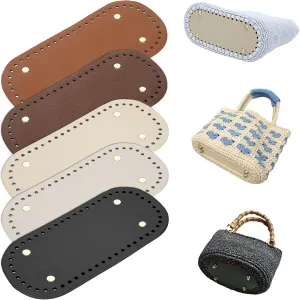 5pcs 3.9 x 11.8 Inch Long Oval Purse Bottoms for Crochet Bags, 5 Colors Pu Crochet Bag Bottom, with Hole Base Shaping Pads, for DIY Making, Purse, Wallets, Tote, Handbag, Craft Making