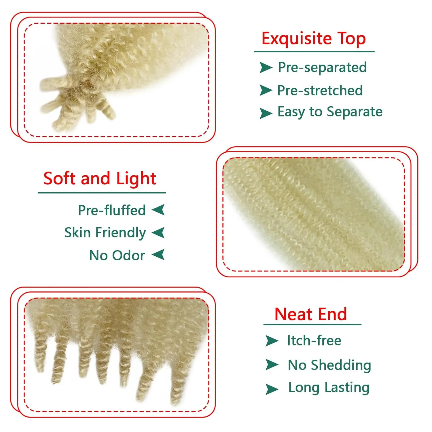 613 Marley Twist Braiding Hair 24 Inch Blonde Springy Afro Twist Hair 8 Packs Kinky Twist Hair 613# Wrapping Hair for Soft Locs Pre Fluffed Spring Twist Hair for Butterfly locs Crochet Hair