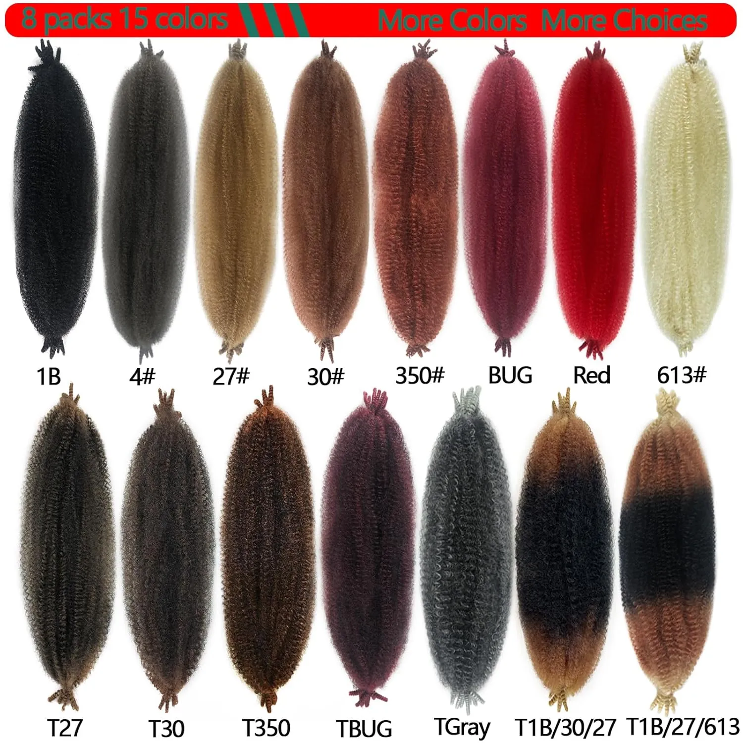 613 Marley Twist Braiding Hair 24 Inch Blonde Springy Afro Twist Hair 8 Packs Kinky Twist Hair 613# Wrapping Hair for Soft Locs Pre Fluffed Spring Twist Hair for Butterfly locs Crochet Hair