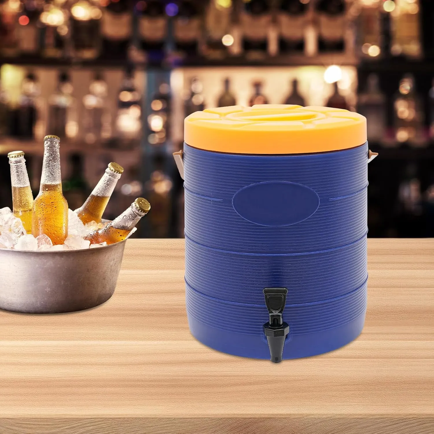 6.6Gal Insulated Beverage Dispenser Insulated Container Hot Cold Drink Dispenser with Faucet for Coffee Juice Water Hot Chocolate Milk, 201 Stainless Steel Inner Liner (Blue)