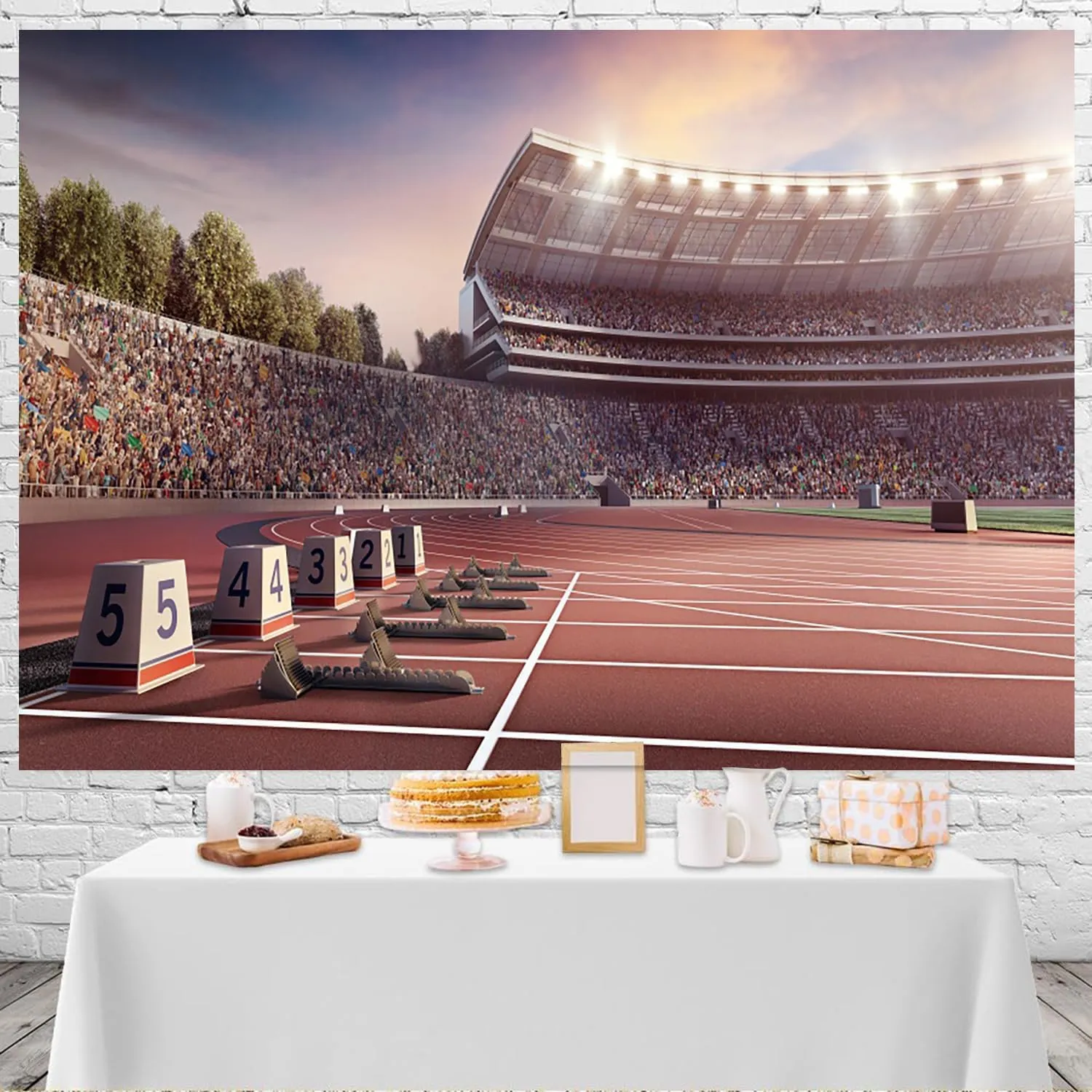 6x4ft Running Track Backdrop Athletics Sport Runway Stadium Field Audiences Photography Background Sport Themed Birthday Party Decorations Kids Adults Portraits Banner Photo Studio Props