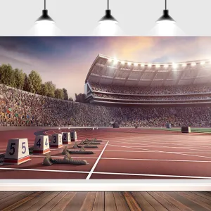 6x4ft Running Track Backdrop Athletics Sport Runway Stadium Field Audiences Photography Background Sport Themed Birthday Party Decorations Kids Adults Portraits Banner Photo Studio Props