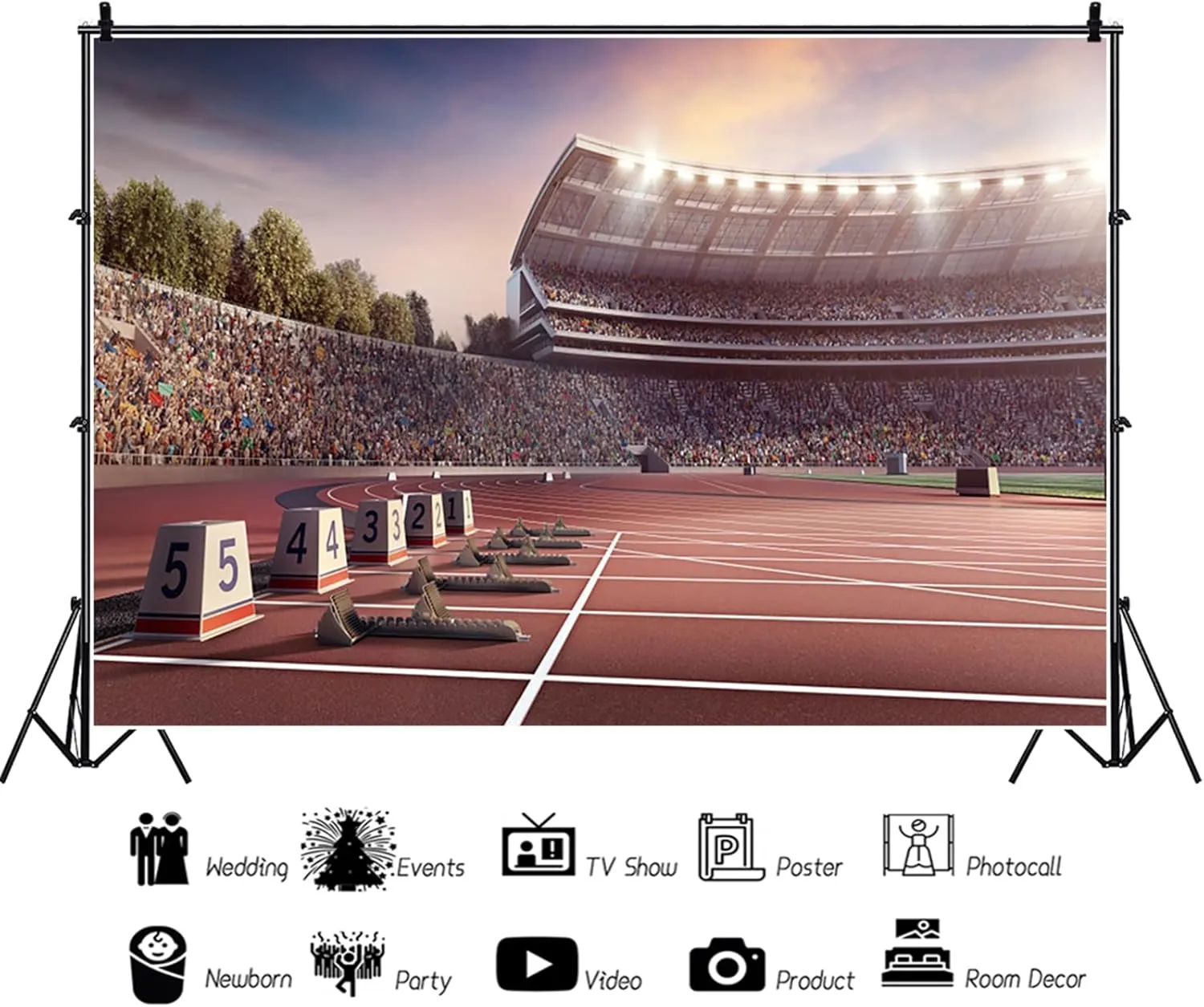 6x4ft Running Track Backdrop Athletics Sport Runway Stadium Field Audiences Photography Background Sport Themed Birthday Party Decorations Kids Adults Portraits Banner Photo Studio Props