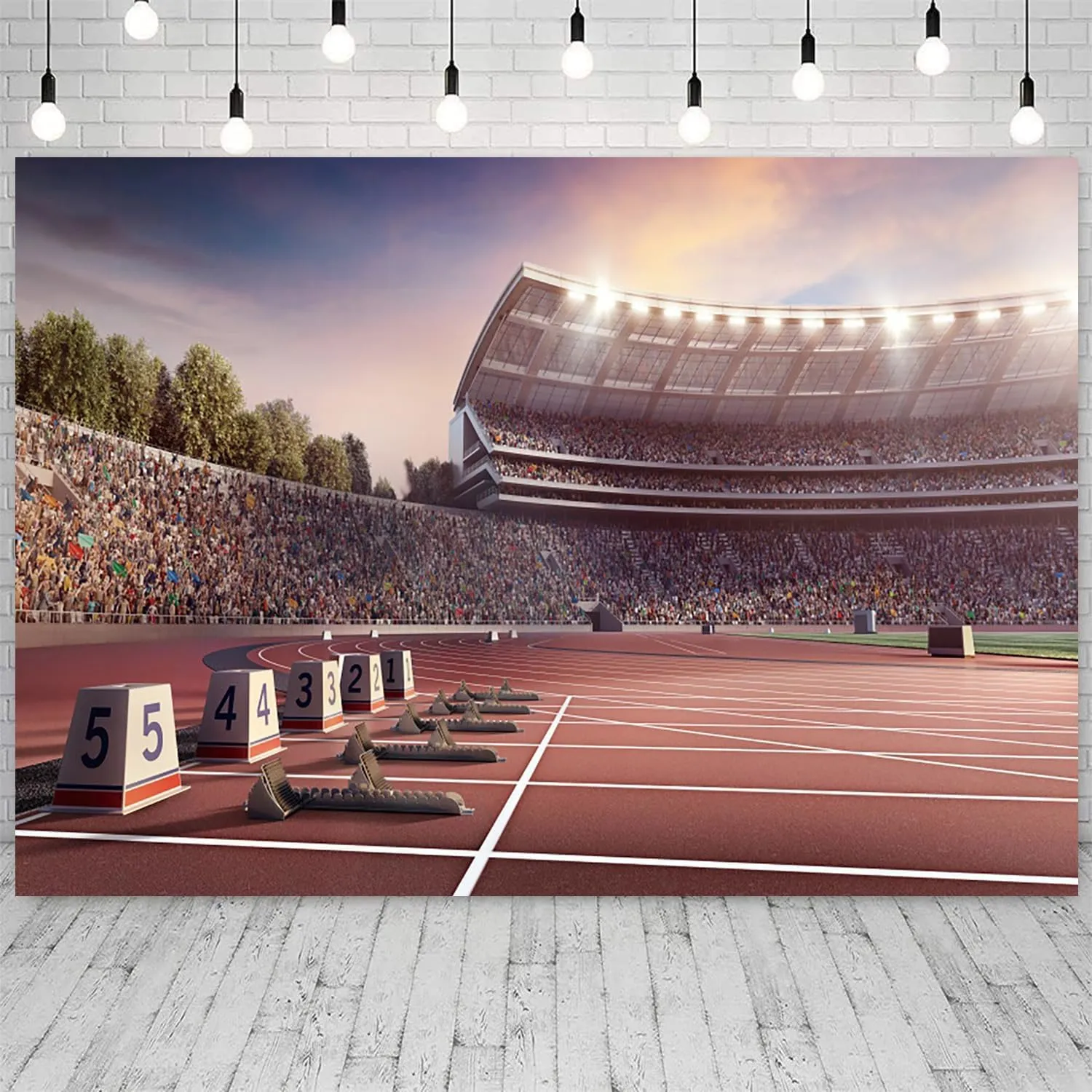 6x4ft Running Track Backdrop Athletics Sport Runway Stadium Field Audiences Photography Background Sport Themed Birthday Party Decorations Kids Adults Portraits Banner Photo Studio Props