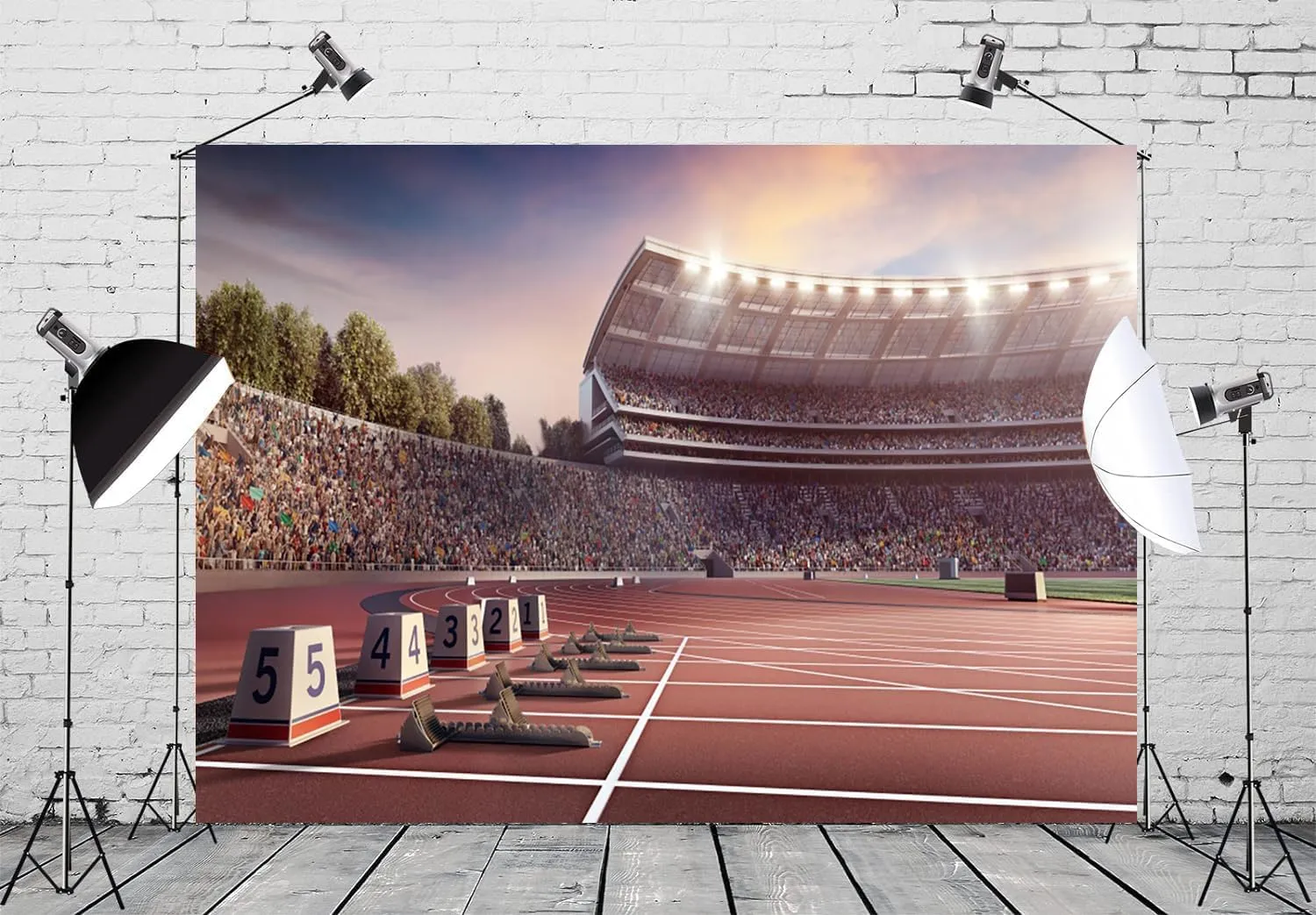 6x4ft Running Track Backdrop Athletics Sport Runway Stadium Field Audiences Photography Background Sport Themed Birthday Party Decorations Kids Adults Portraits Banner Photo Studio Props