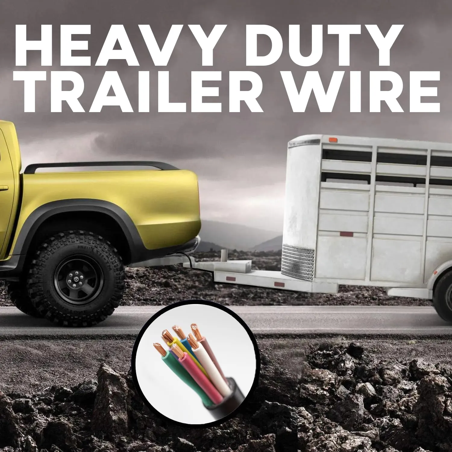7 Way Trailer Wire (25 Feet) Heavy Duty 14 Gauge 7 Conductor Insulated Cable Durable, Weatherproof, Color-Coded 7 Way Trailer Wiring Extension for RV Trailer and Automotive