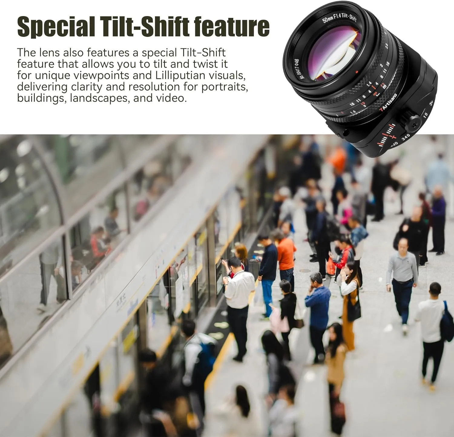 7artisans 50mm F1.4 APS-C Frame Tilt-Shift Lens with 2-in-1 Compatible for Fujifilm FX-Mount Mirrorless Cameras X-A1 X-A10 X-A2 X-A3 A-at X-M1 XM2 X-T1 X-T10 X-T2 X-T20 X-Pro1 X-Pro2 X-E1 X-E2 E-E2s