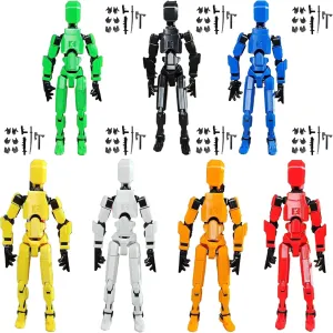 7PCS Assembly Completed T13 Action Figure,3D Printed Multi-Jointed Movable Lucky 13 Action Figures,Multi-Articular Dummy 13 Action Figures,Desktop Decorations Toys (7 Colors)