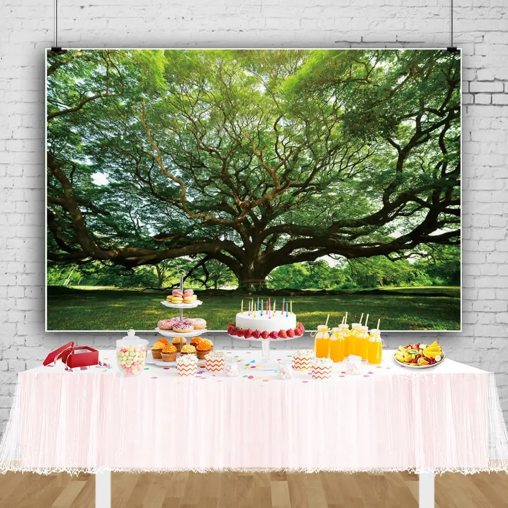 7x5ft Huge Tree Backdrop Rural Scenery Field Summer Autumn Countryside Outdoor Picnic Travel Background Grassland Nature Scenery Kids Adult Wedding Photos Booth Shoot Studio Props Vinyl