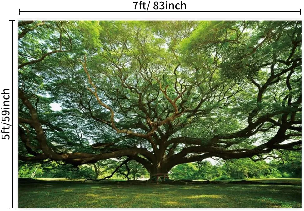 7x5ft Huge Tree Backdrop Rural Scenery Field Summer Autumn Countryside Outdoor Picnic Travel Background Grassland Nature Scenery Kids Adult Wedding Photos Booth Shoot Studio Props Vinyl