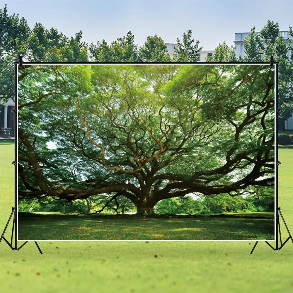 7x5ft Huge Tree Backdrop Rural Scenery Field Summer Autumn Countryside Outdoor Picnic Travel Background Grassland Nature Scenery Kids Adult Wedding Photos Booth Shoot Studio Props Vinyl