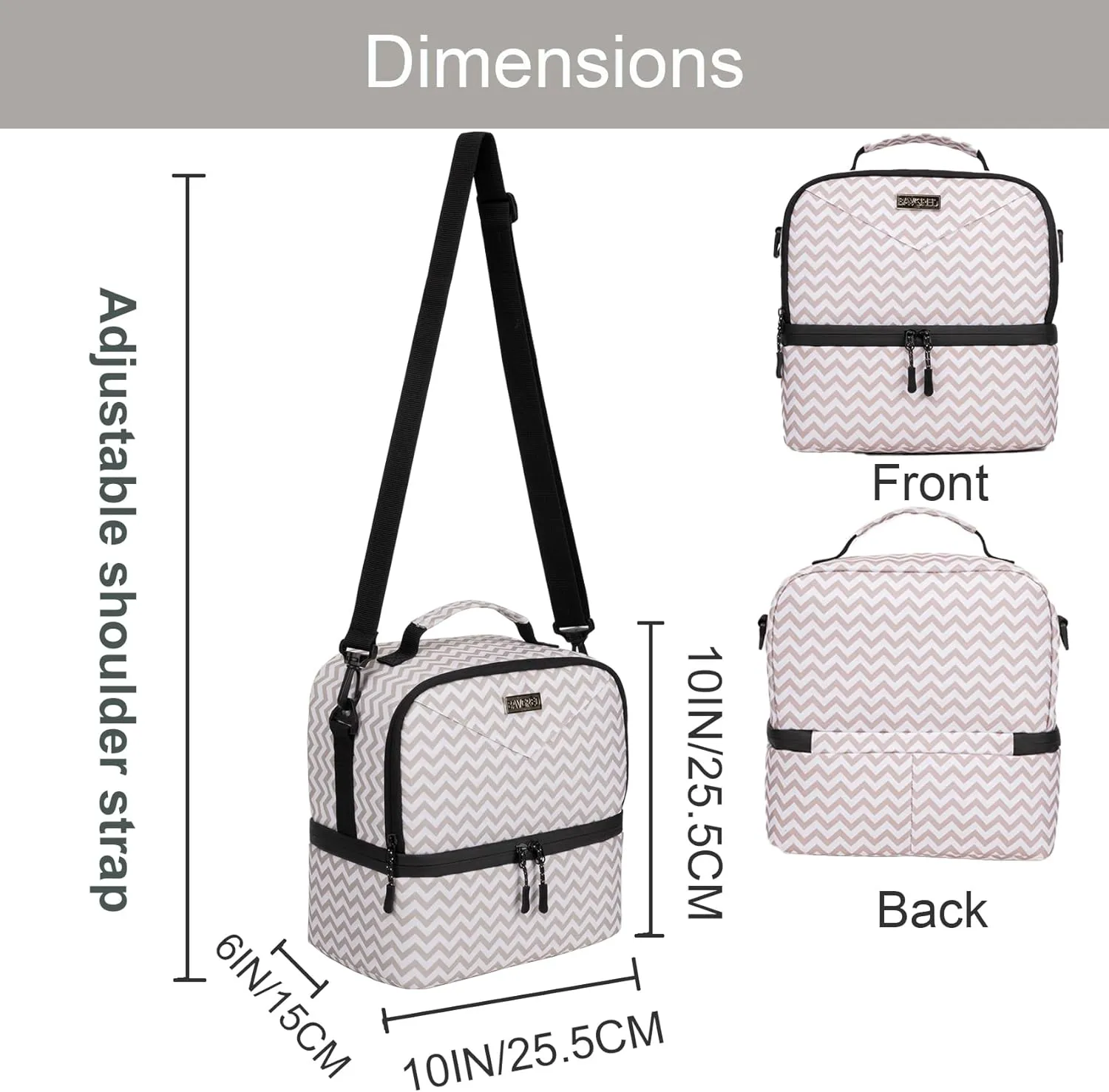 9.8L Insulated Lunch Bag for Women, Double Deck Lunch Box Leakproof Lunch Cooler Tote for Women Men Work (Wavy)