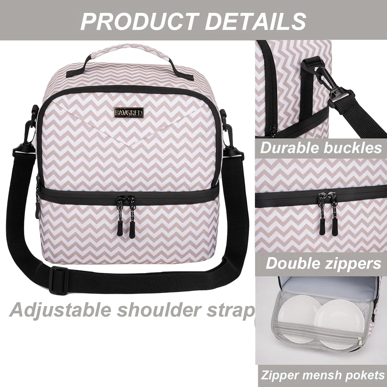 9.8L Insulated Lunch Bag for Women, Double Deck Lunch Box Leakproof Lunch Cooler Tote for Women Men Work (Wavy)