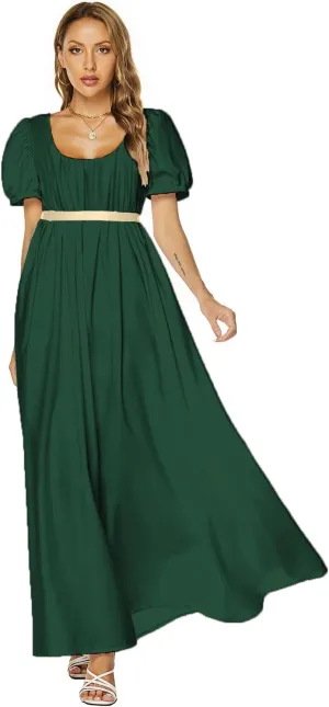 Abaowedding Regency Dresses for Women Victorian Tea Gown Dress with Satin Sash Vintage Ball Gown Ruffle Puff Sleeve