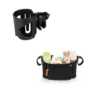 Accmor Universal Stroller Cup Holder   Stroller Organizer Set, Stroller Caddy Bag Cup Holder Attachment Organizer for Uppababy, Baby Jogger, Britax Strollers