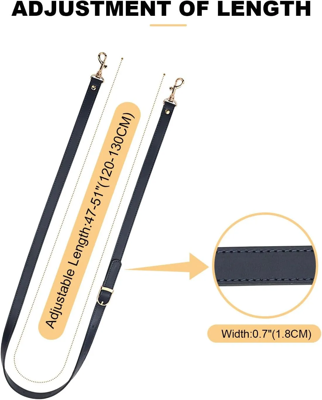 Adjustable Purse Strap Replacement Leather Handbag Shoulder Strap Replacement with Metal Swivel Hooks
