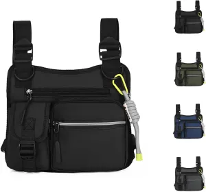 Adjustable Zipper Multi-Functional Tactical Chest Bag, Wear-Resistant Multifunctional Vest with 3D Cut, for Hiking Gym (Black)