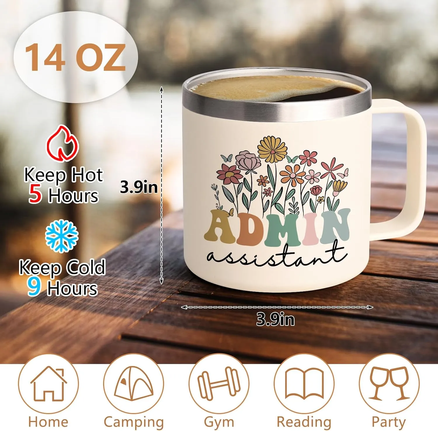Administrative Assistant Gifts for Women, Coffee Mug for Administrative Professional Day Birthday and Christmas, 14oz Stainless Steel Insulated Coffee Mug for Administrative Assistant, Creamy White