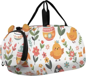 Adorable Chicks Easter Eggs Duffel Bags for Boys Small Gym Bags for Teens Dance Bag for Girls