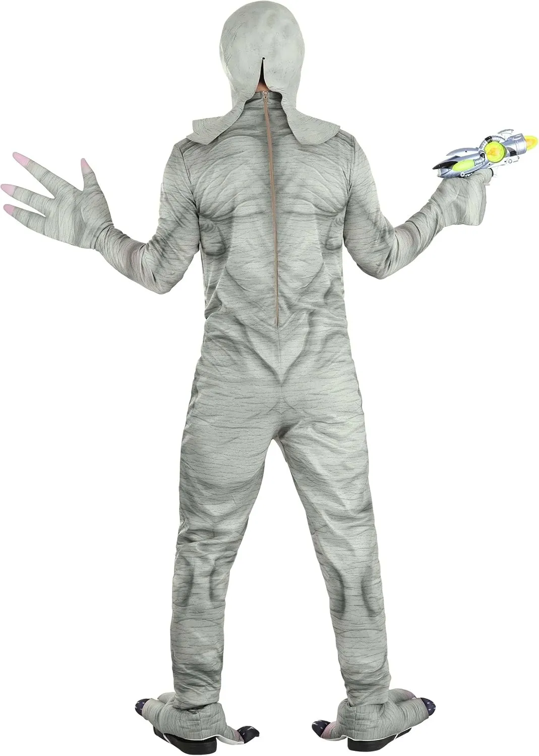 Adult Alien Costume | Men's Roswell Alien Jumpsuit with Grey Extraterrestrial Mask, Gloves & Shoe Covers for Humans