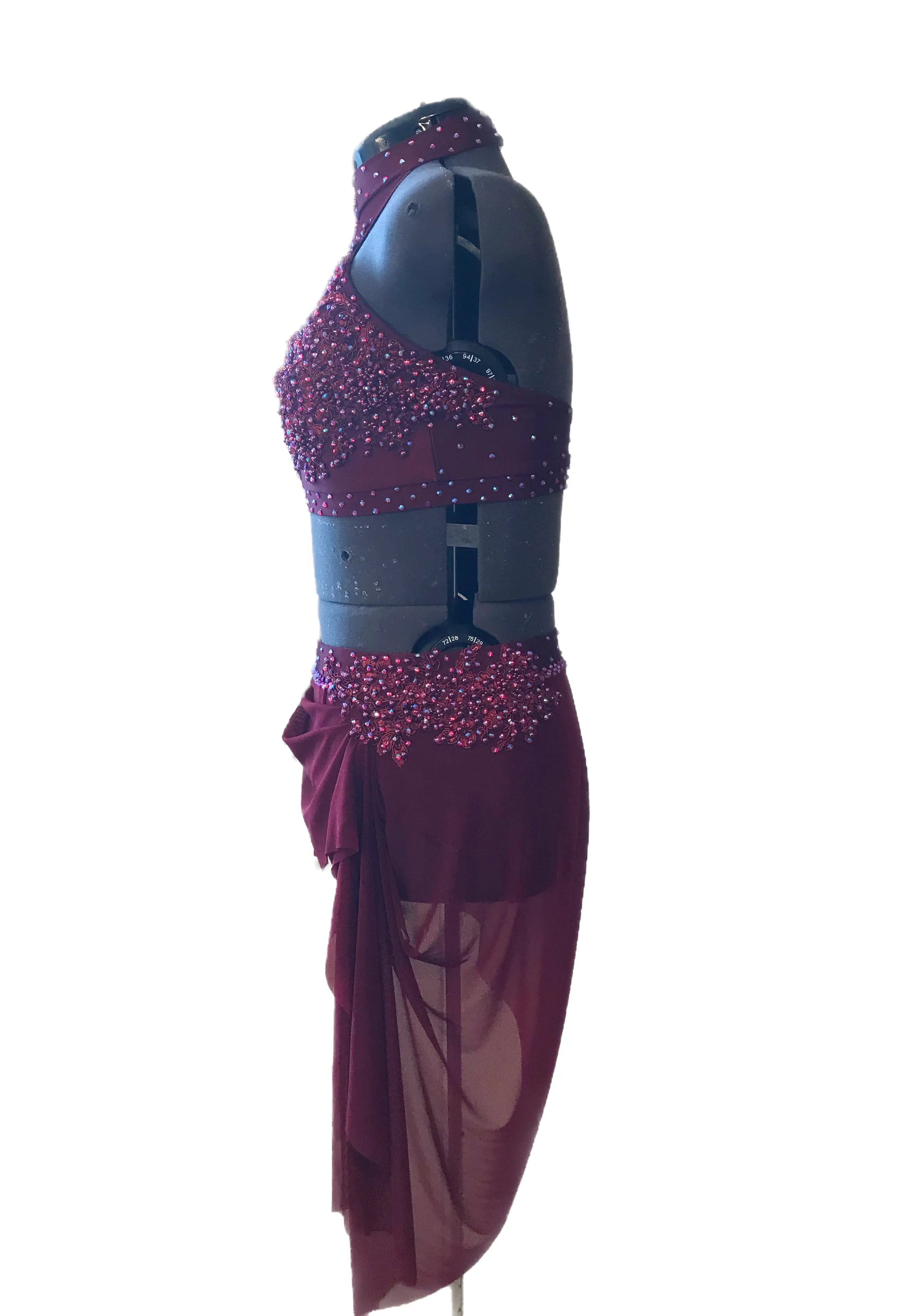Adult Medium/Large burgundy ready to ship competition dance costume lyrical or contemporary