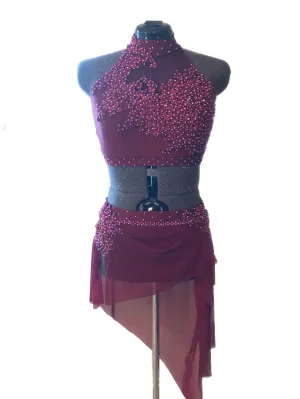 Adult Medium/Large burgundy ready to ship competition dance costume lyrical or contemporary