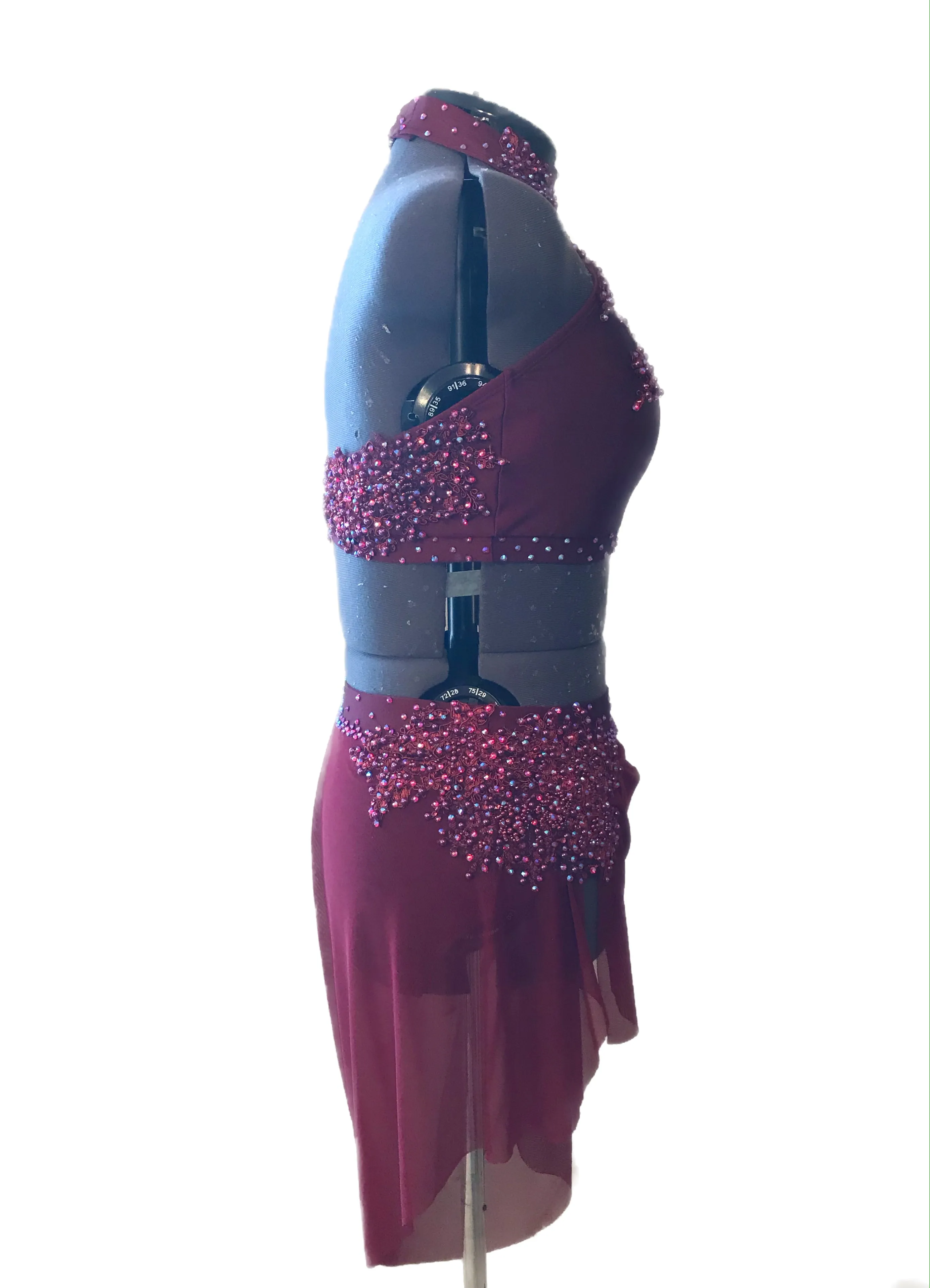 Adult Medium/Large burgundy ready to ship competition dance costume lyrical or contemporary