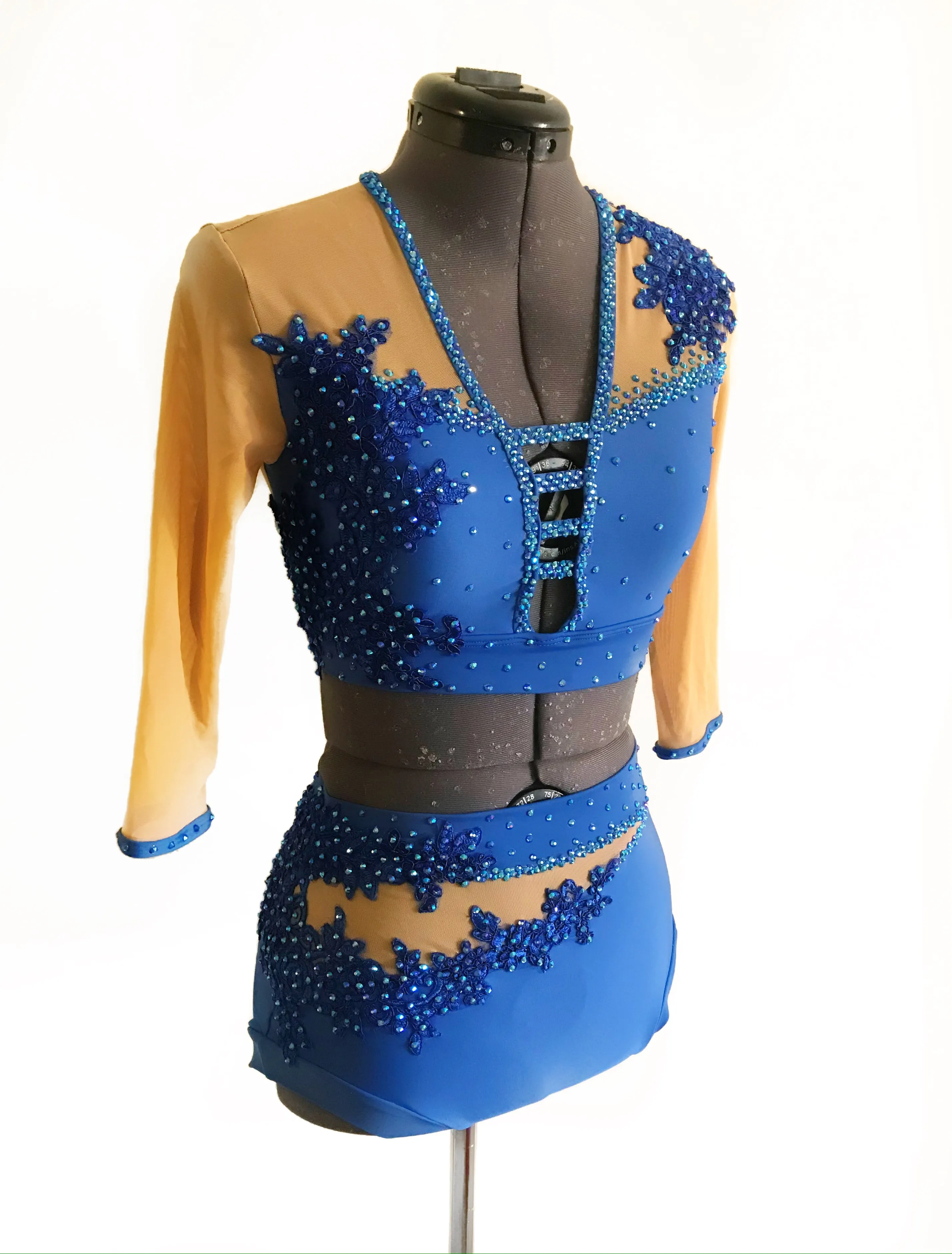 ADULT SMALL royal blue two piece dance costume