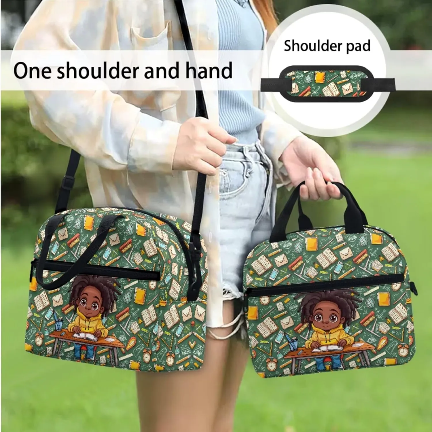 Africa Boys Backpack 3 PCS Middle-School Elementary Bookbag Satchel Book School Bag with Insulated Lunch Bag and Pencil Case Set
