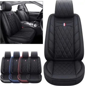 Aierxuan Front Captain Seat Covers Waterproof Leather Universal Compatible with Honda Civic CRV Toyota 4Runner Corolla Pilot Rogue Murano Pathfinder Armada Forte Cherokee (2 PCS Front, Black)