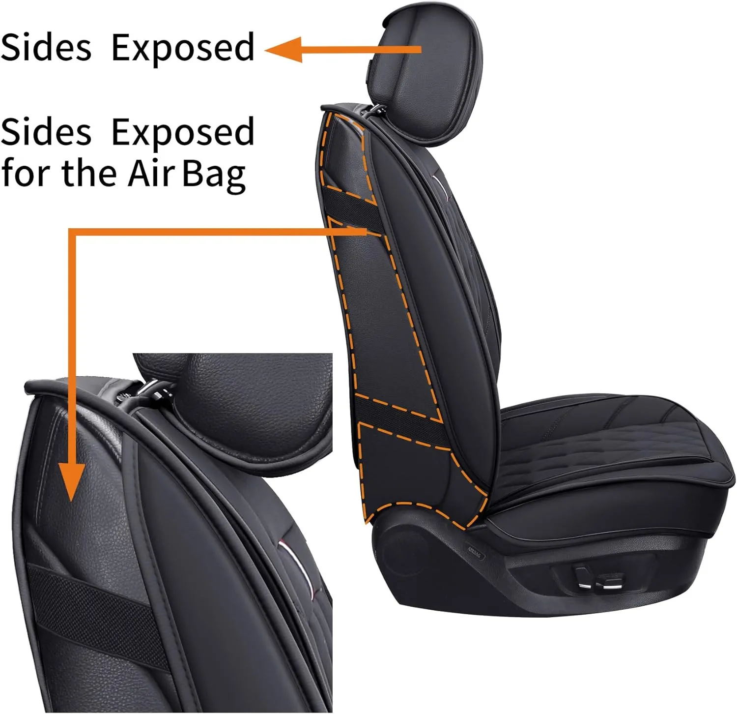 Aierxuan Front Captain Seat Covers Waterproof Leather Universal Compatible with Honda Civic CRV Toyota 4Runner Corolla Pilot Rogue Murano Pathfinder Armada Forte Cherokee (2 PCS Front, Black)