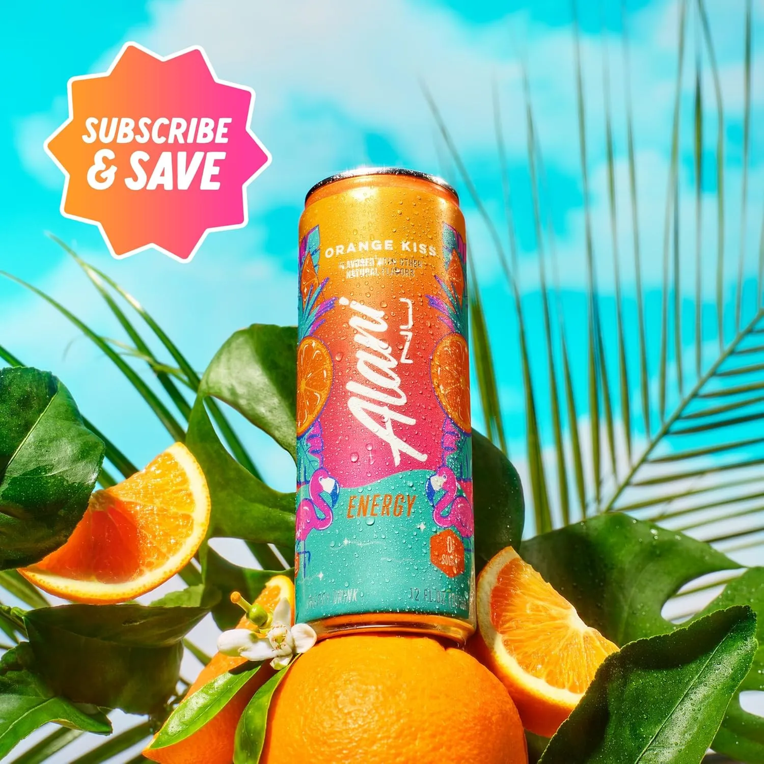 Alani Nu Orange Kiss Sugar Free, Low Calorie Energy Drinks | 200mg Caffeine | Pre Workout Performance with Antioxidants | Biotin B Vitamins | Zero Sugar | 15 Calories or Less | 12 Fl Oz Cans (24 Pack)