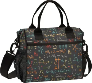 ALAZA Science Chemistry Laboratory 4 Lunch Bag Women Lunch Box Insulated Cooler Tote Bag Reusable Lunchbox with Shoulder Strap for Work Picnic