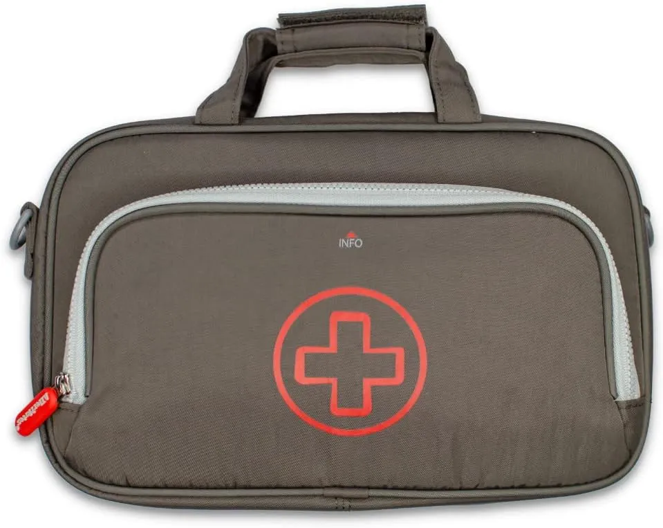 Allermates Deluxe Medical Travel Bag – Parker 2 in 1 Insulated Medicine Organizer Bag w/Detachable Mini Medic Case: Holds Allergy Meds, EpiPens, AuviQ’s, Asthma Inhalers, Nasal Sprays, Liquids