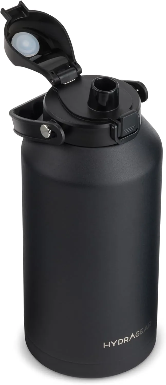 Alpine Insulated Stainless Steel Bottle with Leak-Proof Flip Lid - 80 Oz - Onyx Powder Coat