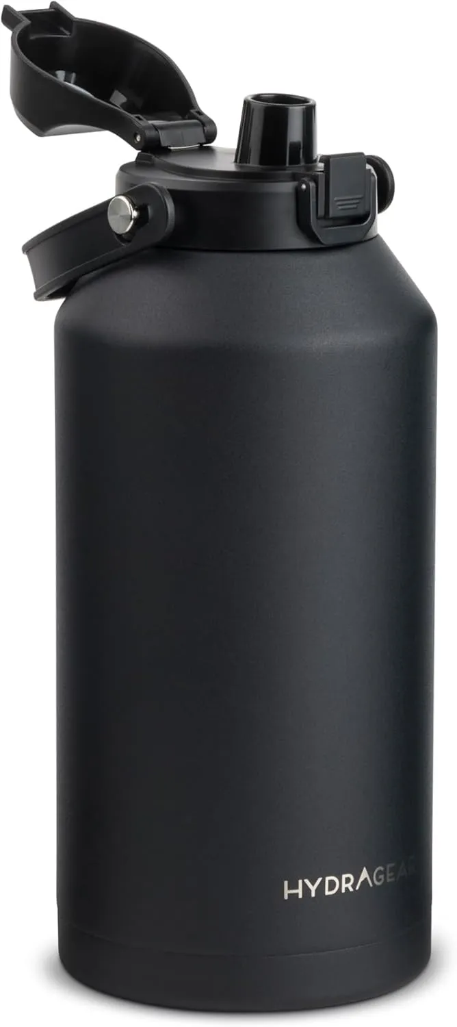 Alpine Insulated Stainless Steel Bottle with Leak-Proof Flip Lid - 80 Oz - Onyx Powder Coat