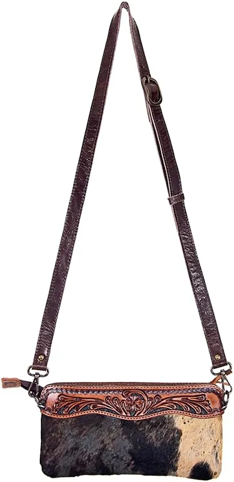 American Darling Small Crossbody Hand Tooled Hair On Genuine Leather Women Bag Western Handbag Purse
