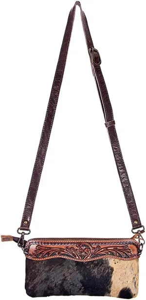 American Darling Small Crossbody Hand Tooled Hair On Genuine Leather Women Bag Western Handbag Purse