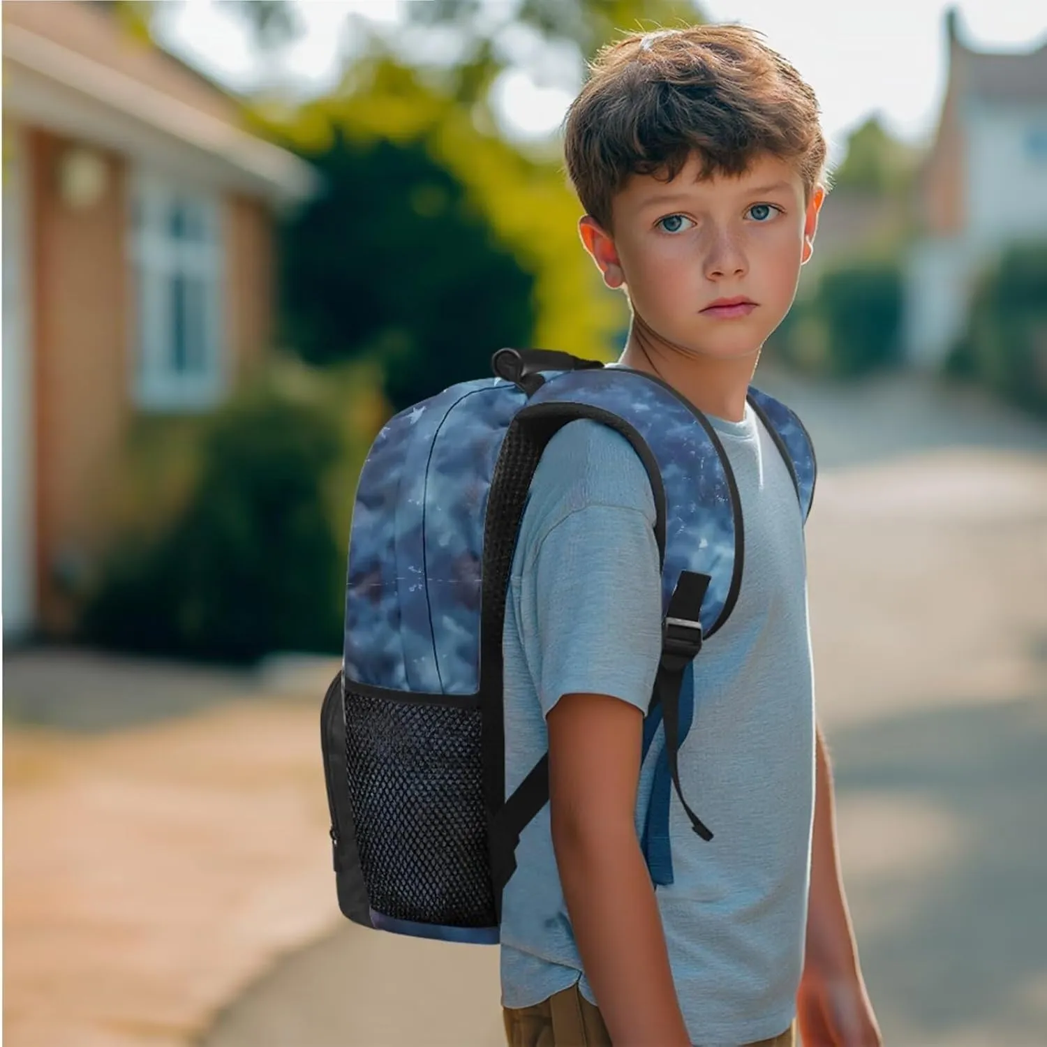 American Flag Eagle Backpack for Boys 17 Inch Schoolbag with Insulated Lunch Bag and Pen Bag Pencil Case 3 Pieces Set Casual Daypack Book Organizers Backpack