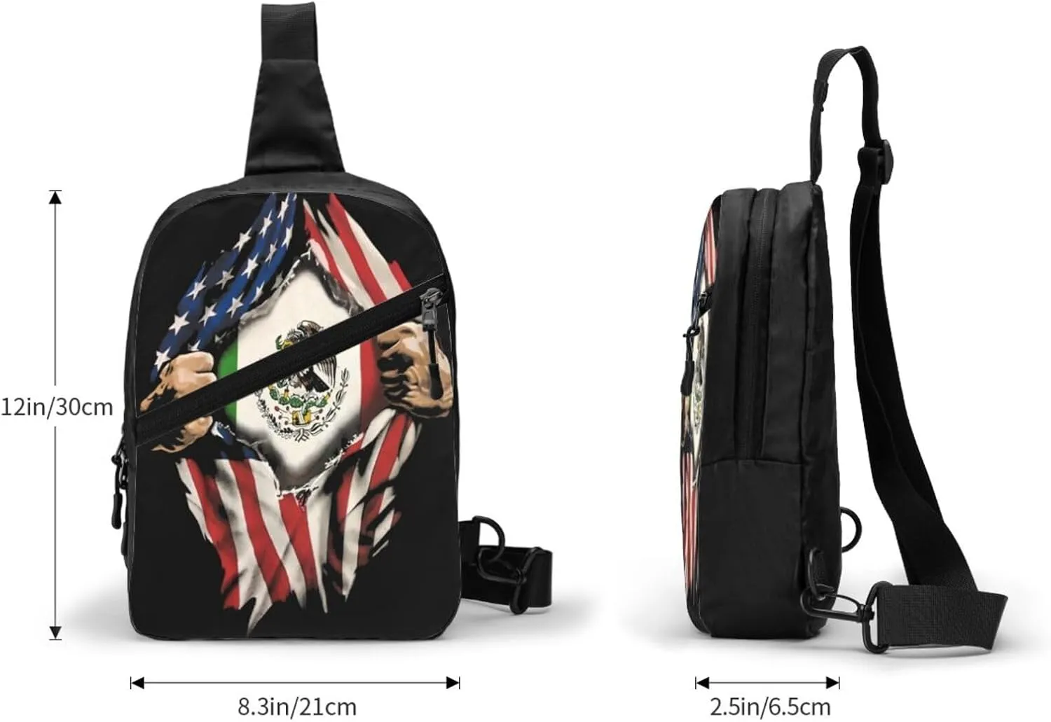 American Grown Mexican Roots Mexico Flag Love Portable Crossbody Bag Foldable Sling Bags Sports Gym Chest Daypack Reusable Shoulder Backpack Casual Diagonally Rucksack Fanny Packs