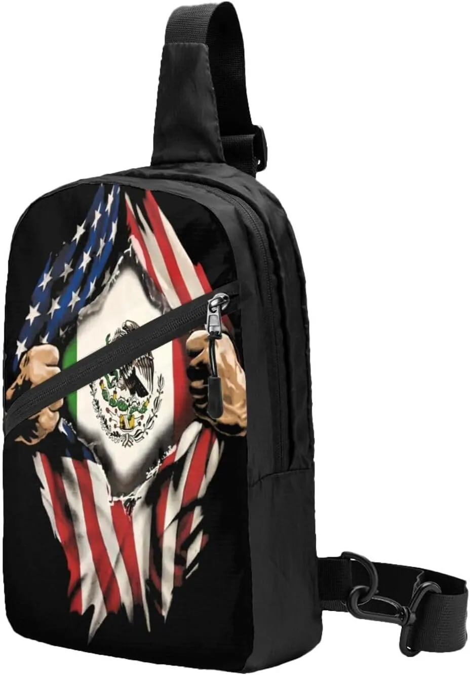 American Grown Mexican Roots Mexico Flag Love Portable Crossbody Bag Foldable Sling Bags Sports Gym Chest Daypack Reusable Shoulder Backpack Casual Diagonally Rucksack Fanny Packs