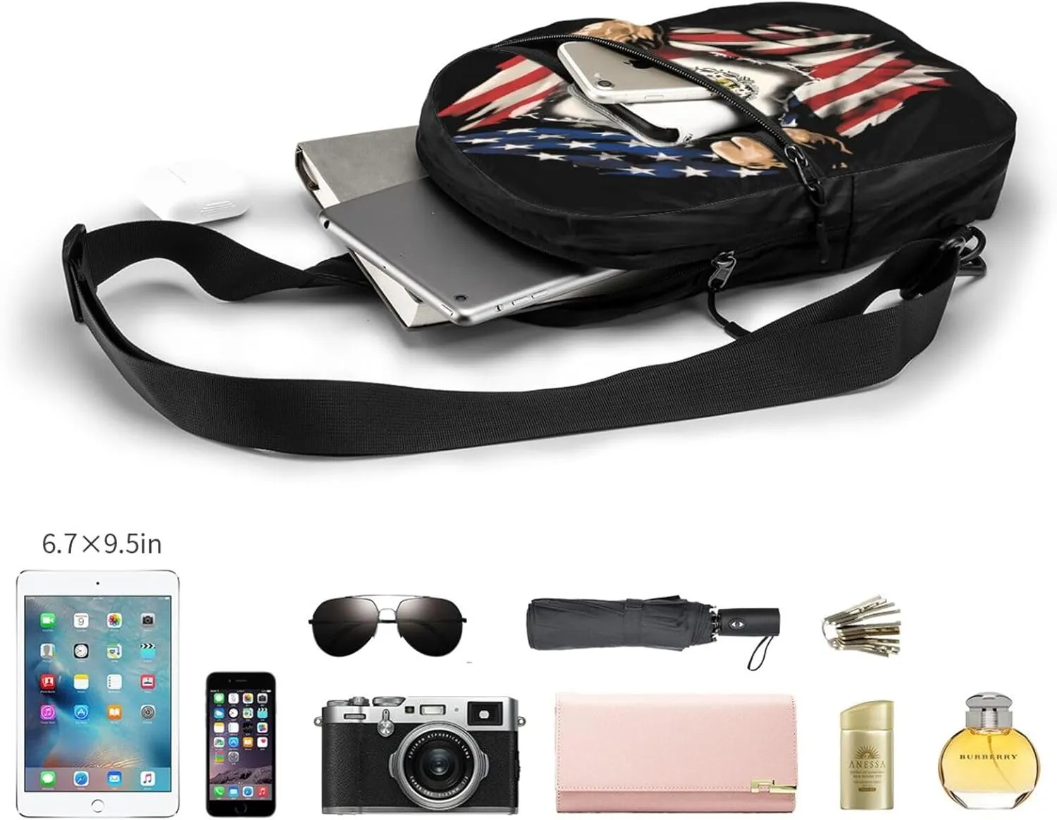 American Grown Mexican Roots Mexico Flag Love Portable Crossbody Bag Foldable Sling Bags Sports Gym Chest Daypack Reusable Shoulder Backpack Casual Diagonally Rucksack Fanny Packs